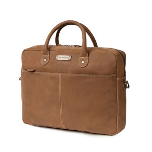 DRAKENSBERG la besace »Leon« Brun-Havane, serviette vintage faite main & sacoche pour ordinateur portable pour hommes en cuir durable