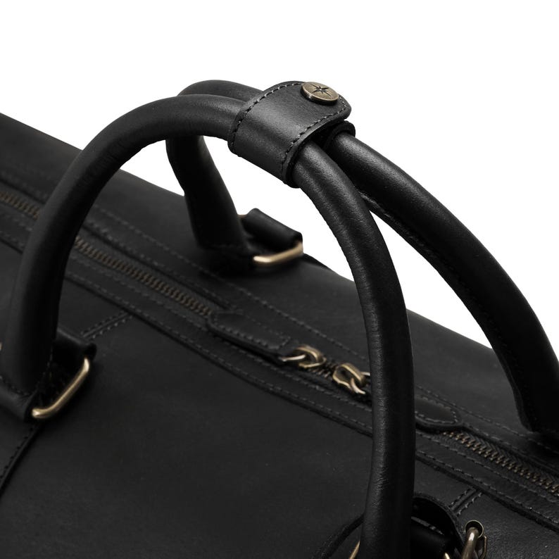 DRAKENSBERG Weekender »James« (50) Black, handcrafted leather travel bag & carry-on for men image 5