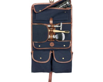 DRAKENSBERG Beauty Case Ruby In Pelle Marrone E Tela - Necessaire Da Viaggio Espandibile 5L Fatto A Mano
