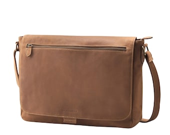 DRAKENSBERG Messenger Bag »Leon« Havana Brown, handmade vintage leather briefcase & laptop bag for men, durable and full grain