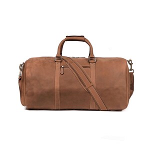 DRAKENSBERG Weekender »Finn« Havana brown, handmade travel bag & sports bag with shoe compartment for men | sustainable leather image 7