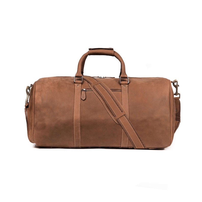 DRAKENSBERG Weekender »Finn« Havana brown, handmade travel bag & sports bag with shoe compartment for men | sustainable leather image 7