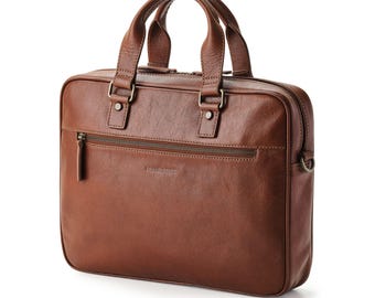 DRAKENSBERG Briefcase »Marlon« in elegant chestnut brown, handcrafted luxury work bag made from sustainable buffalo leather