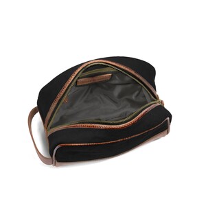 DRAKENSBERG Toilet Bag »Glen« Black/Brown, handmade toilet bag & cosmetic bag for men | sustainable canvas + leather image 6