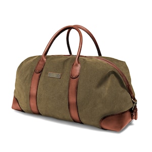 DRAKENSBERG Weekender David L Olive-Green, handmade travel bag & sports bag for men sustainable canvas leather image 1