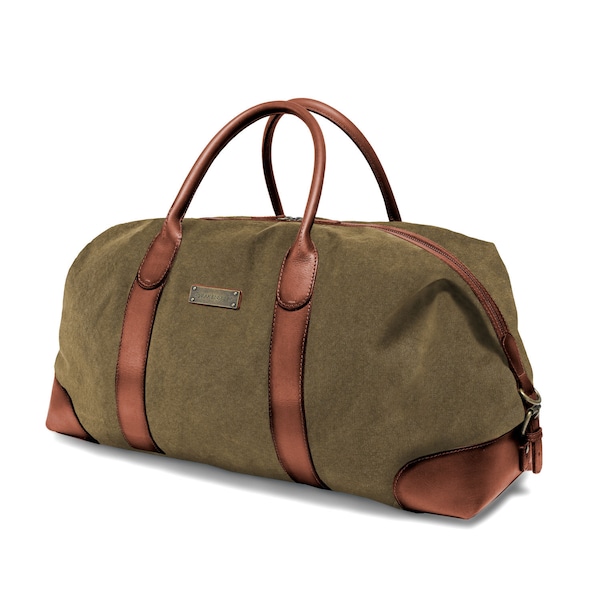 DRAKENSBERG Weekender »David« (L) Vert Olive, sac de voyage & sac de sport pour homme fait main en toile durable + cuir de