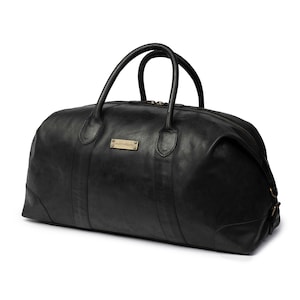 Weekender »David« (L) DRAKENSBERG noir vintage, sac de voyage & sac de sport fait main pour homme en cuirpremium durable