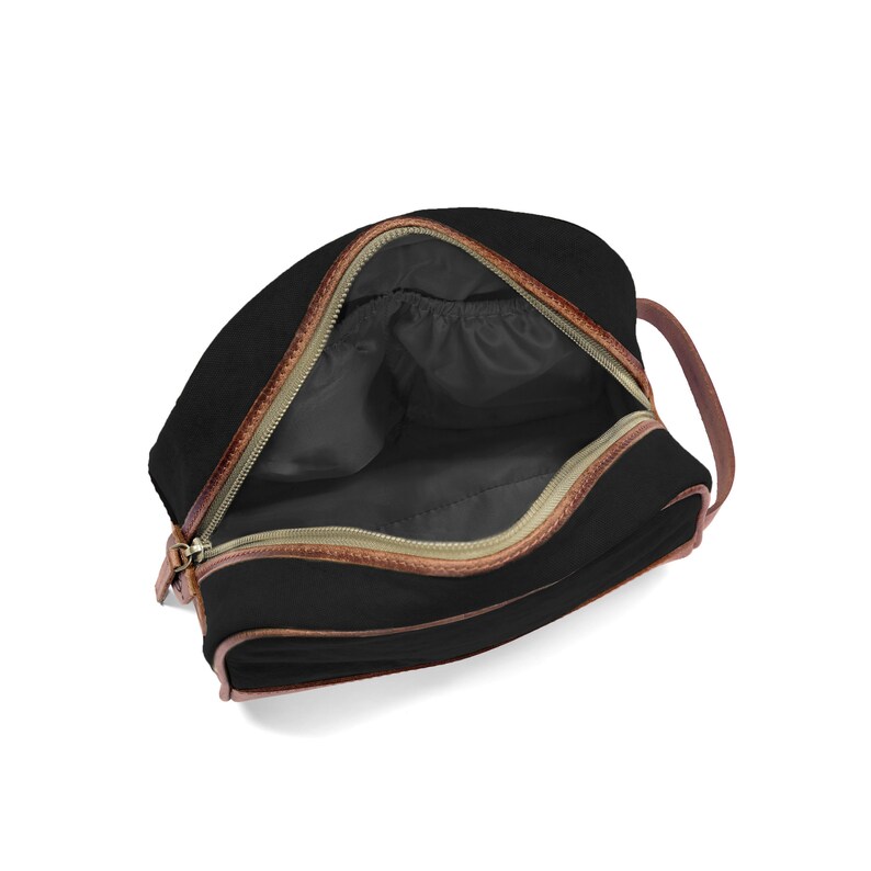 DRAKENSBERG Toilet Bag »Glen« Black/Brown, handmade toilet bag & cosmetic bag for men | sustainable canvas + leather image 5