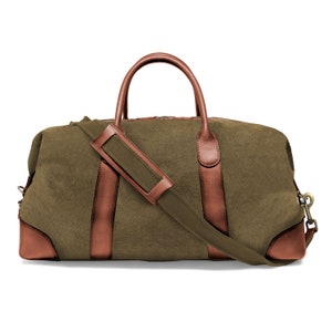 DRAKENSBERG Weekender David L Olive-Green, handmade travel bag & sports bag for men sustainable canvas leather image 7