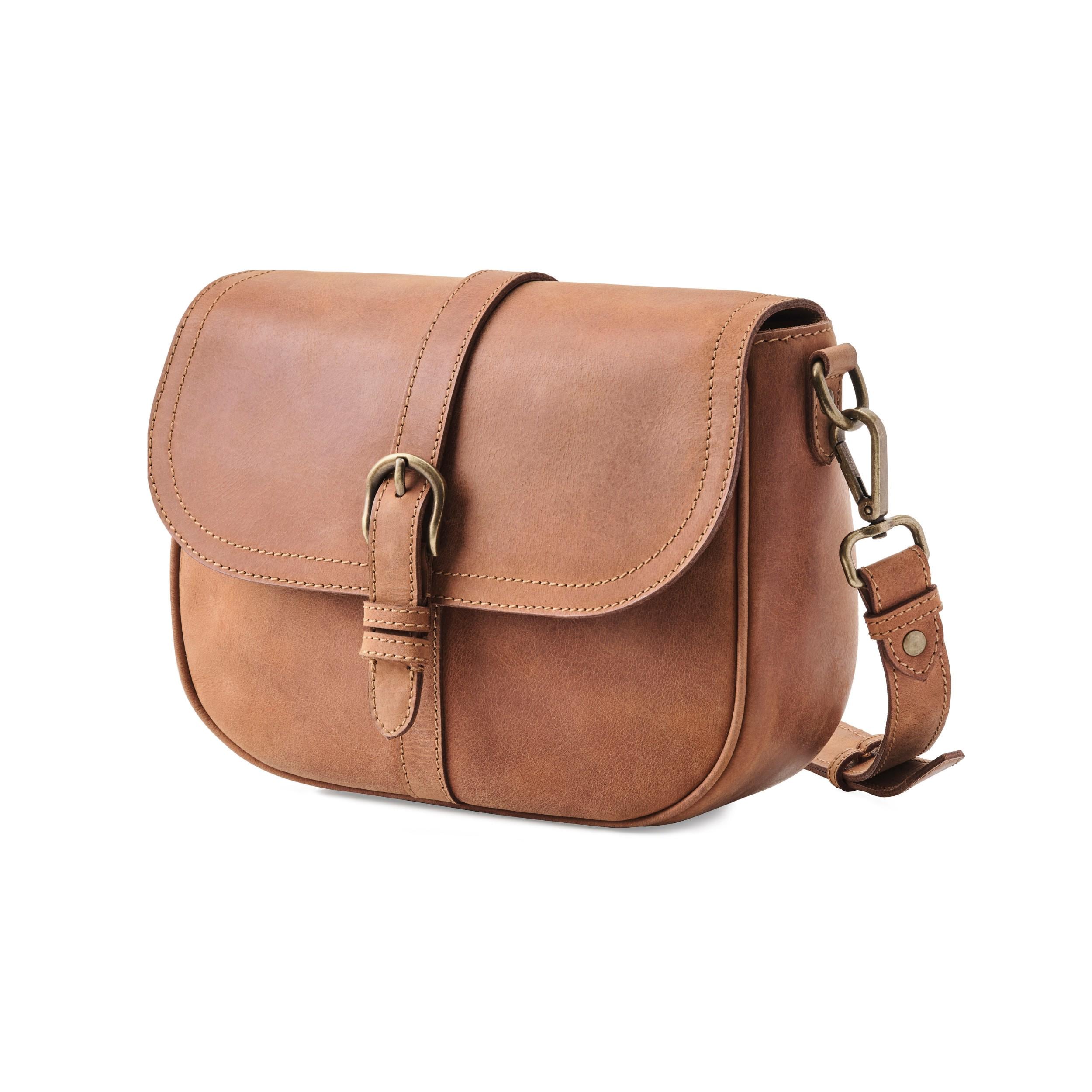 DRAKENSBERG shoulder bag »Sara« cognac-brown handmade medium-sized shoulder bag and saddle bag made of buffalo leather in Wild West look
