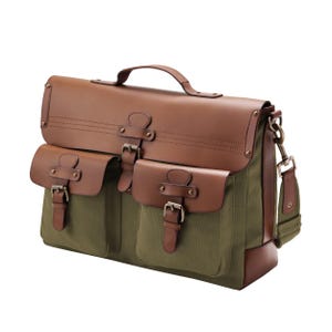 DRAKENSBERG Courier Bag »Milo« Olijfgroen, Handgemaakte Vintage Aktetas & Schoudertas voor Heren, Gemaakt van Duurzaam Canvas + Leer