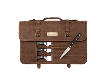 DRAKENSBERG knife bag »Blade« Havana-Brown, handmade roll-up bag & knife case, knife sheath made of sustainable leather