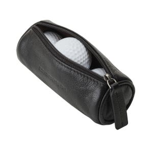 DRAKENSBERG Golf Ball Case »Birdie« in elegant black, handcrafted luxury leather case made from sustainable buffalo leather