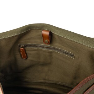 DRAKENSBERG Messenger Bag Felix vert olive, serviette vintage compacte & sac à bandoulière pour hommes en toile durable cuir image 6