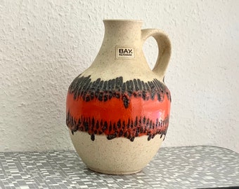 Bay Ceramics Vase Jug Fat Lava Lora Style German Pottery 60s Mid Century