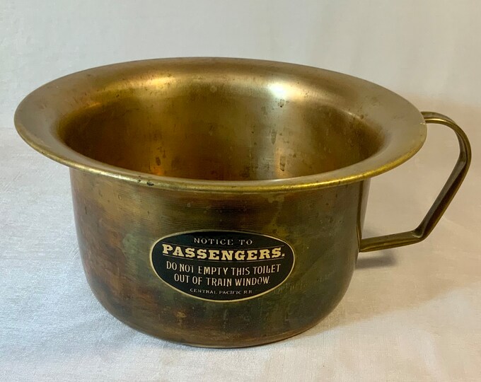 Vintage Central Pacific R. R. Brass Chamber Pot as Flower Planter Ca