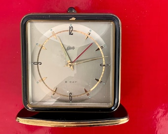 Schatz Tischuhr Continental Werbegeschenk Uhr mechanisch 8 Tage Werk 50er vintage clock mechanical clockwork 50s
