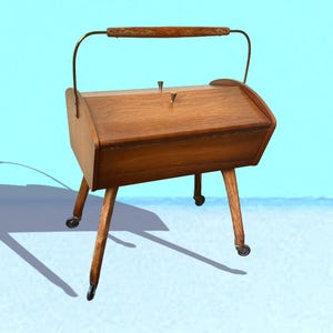 Vintage Sewing Box Side Table Danish Design Mid Century from the 50s