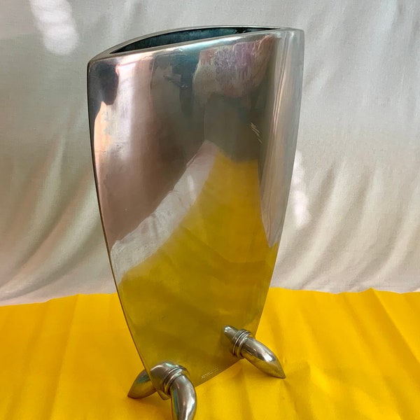 Pet Zold N.Y. Aluminium Design Vase David Marshall Style 80s Modernist