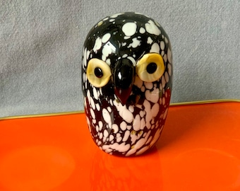 Figure en verre hibou art du verre vers les années 70 sculpture presse-papier massif milieu du siècle