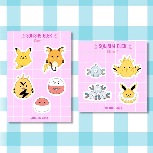 Squishy Elek - Gen 1 (Pokemon stickers sheets)