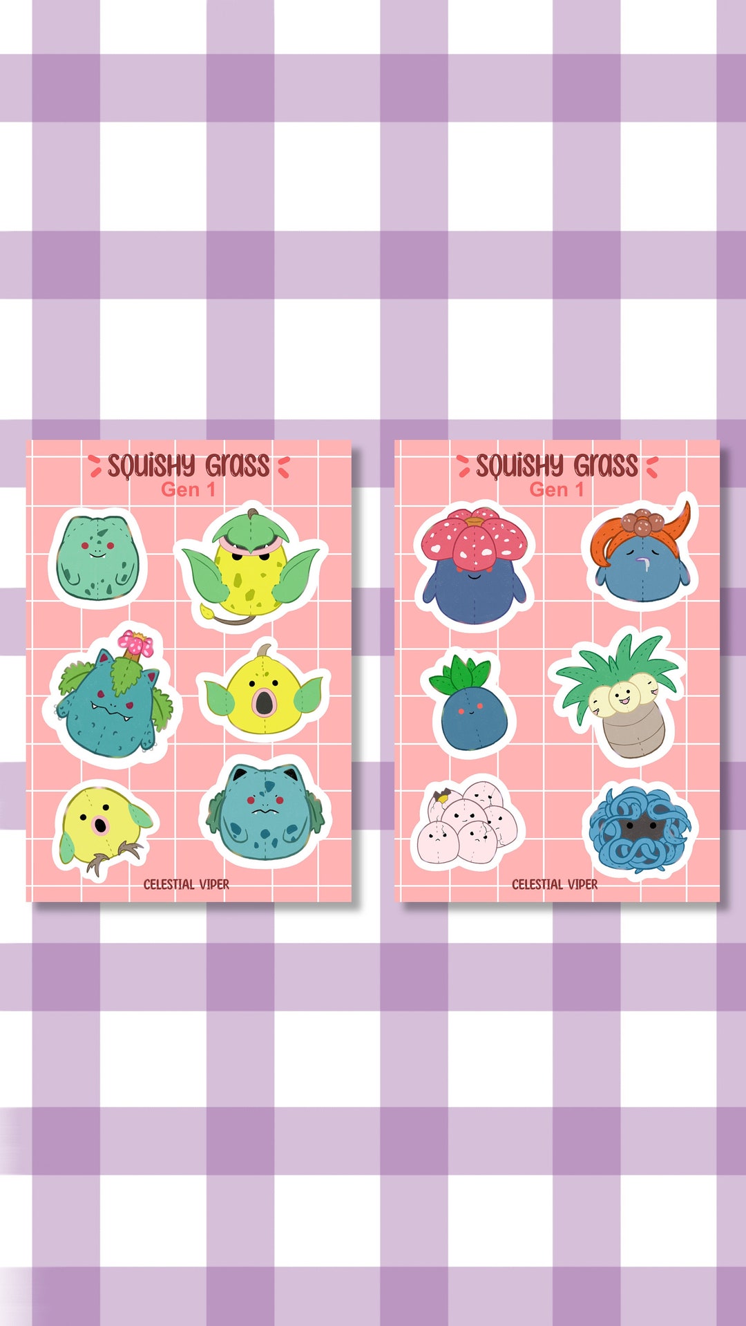 Squishy Grass Gen1 pokemon Stickers Sheets - Etsy