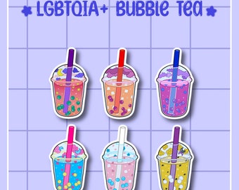 Pride flags bubble tea stickers (p1)