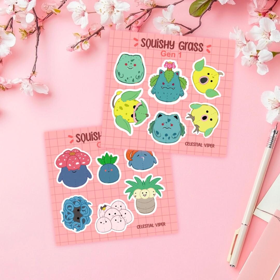 Squishy Grass - Gen1 (pokemon Stickers Sheets) - Etsy