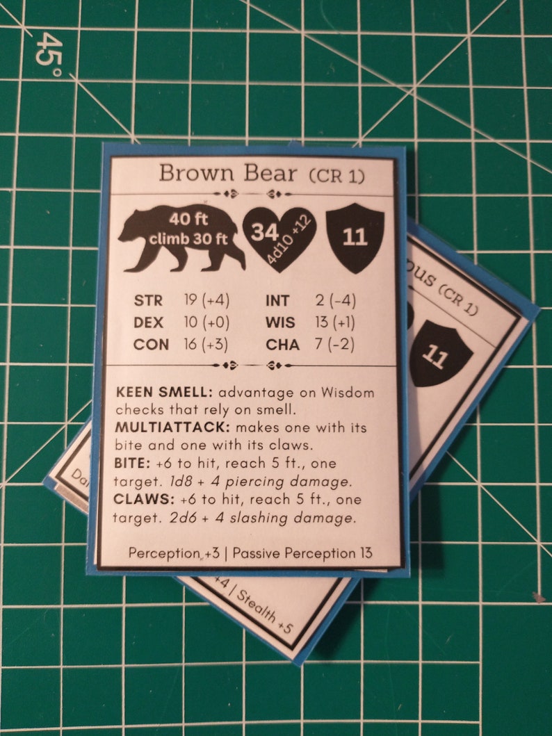 Druid Class Wild Shape Cards for Dungeons & Dragons dnd 5e PRINTABLE