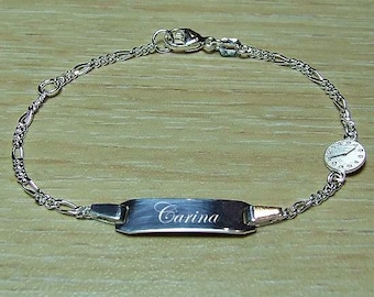 Taufarmband Silber 14 cm mit Taufuhr Namensarmband