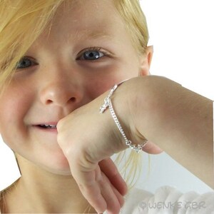 Children's bracelet silver with engraving and guardian angel pendant image 3