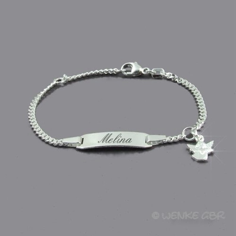 Children's bracelet silver with engraving and guardian angel pendant image 1