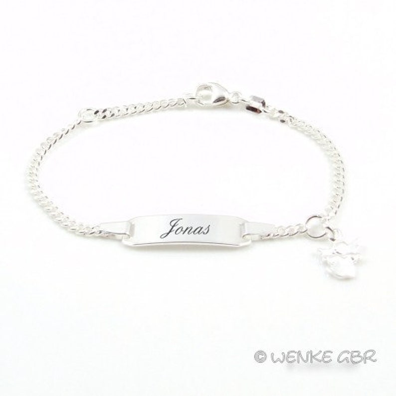 Children's bracelet silver with engraving and guardian angel pendant image 4
