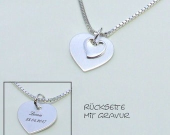 Lucky charm heart pendant incl. necklace & engraving