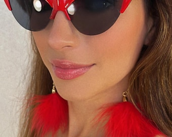 Boho Chic Feather Studs - Extra Long Dangle Earrings with Pearls