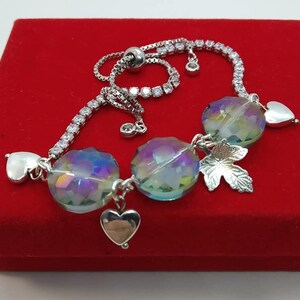 Sparkling Crystal Slider Bracelet - Adjustable Dainty Femme Jewelry - Elegant CZ Charm Bracelet