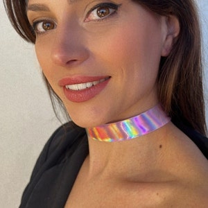 Trendy Holographic Choker for Cyberpunk Vibes