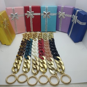 Bold Chunky Chain Bracelet - Cuban Link Acrylic Strap - Trendy Plastic Chain - Friendship Gift