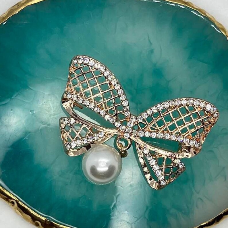 Rhinestone Pearl Bow Brooch Pinscarf Brooch Pinjacket Brooch Pin