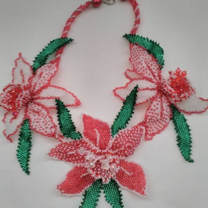Runway Necklacetropical Necklacered Orchid Jewelrybib Collar
