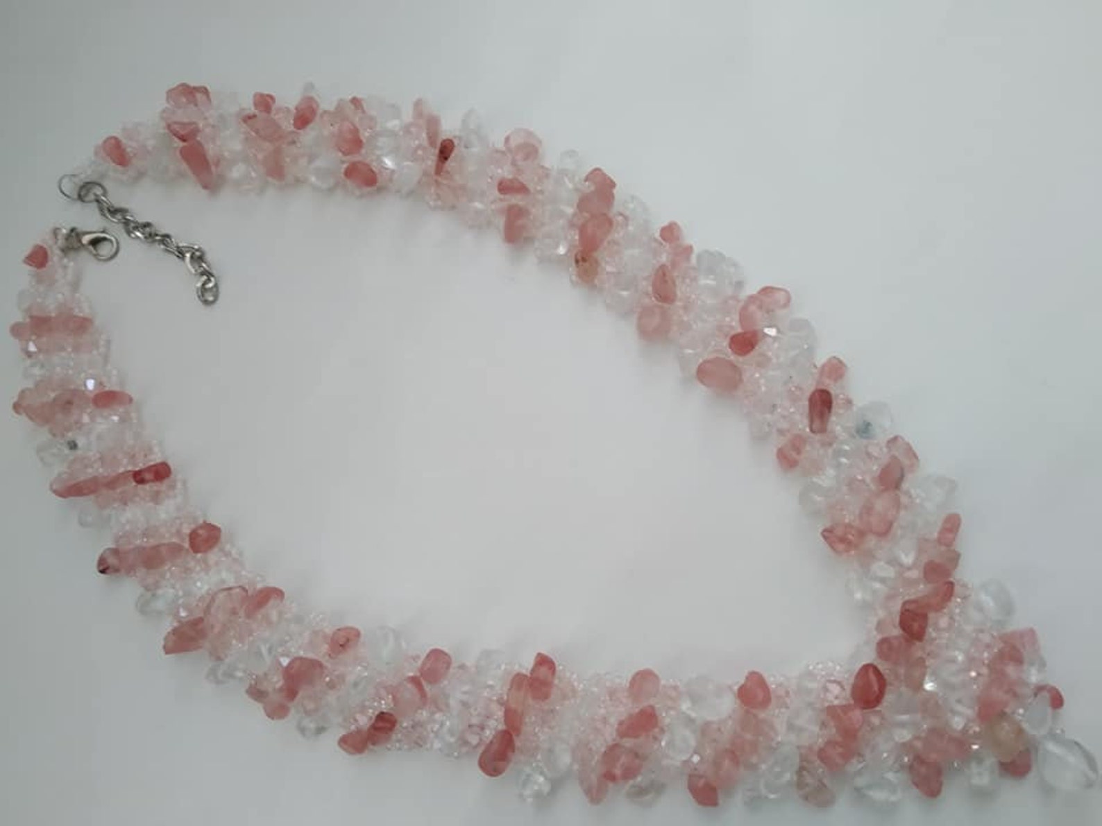 Rose quartz moonstone necklace Semi precious gemstone jewelry Etsy