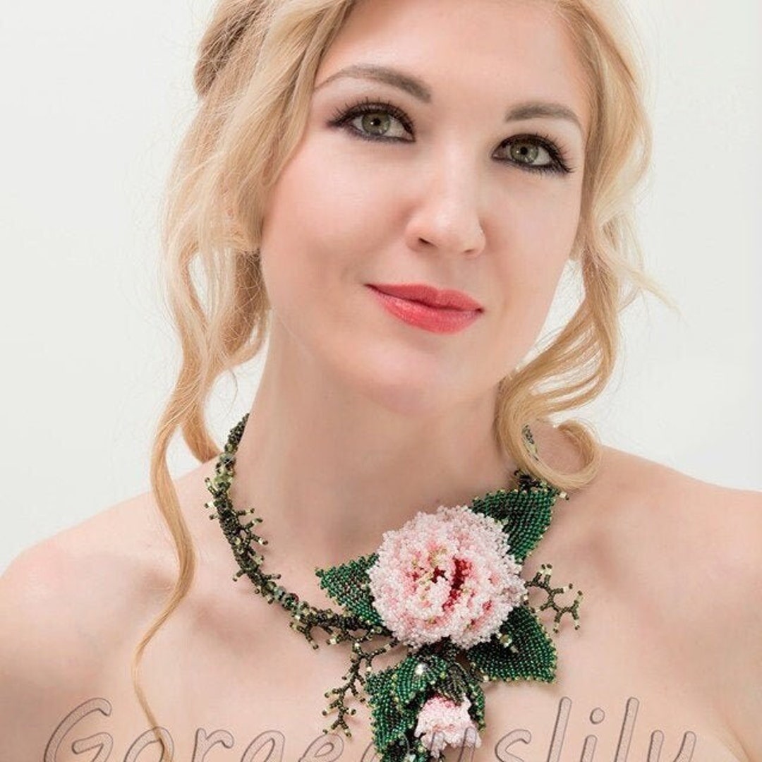 Collares De Flores Rosas Para Mujer, Collar Rosa Intenso, Gargantilla De Flores Bohemias, Collar De Perlas Gruesas Para Mujer, Zinc, No Es Una Piedra Preciosa