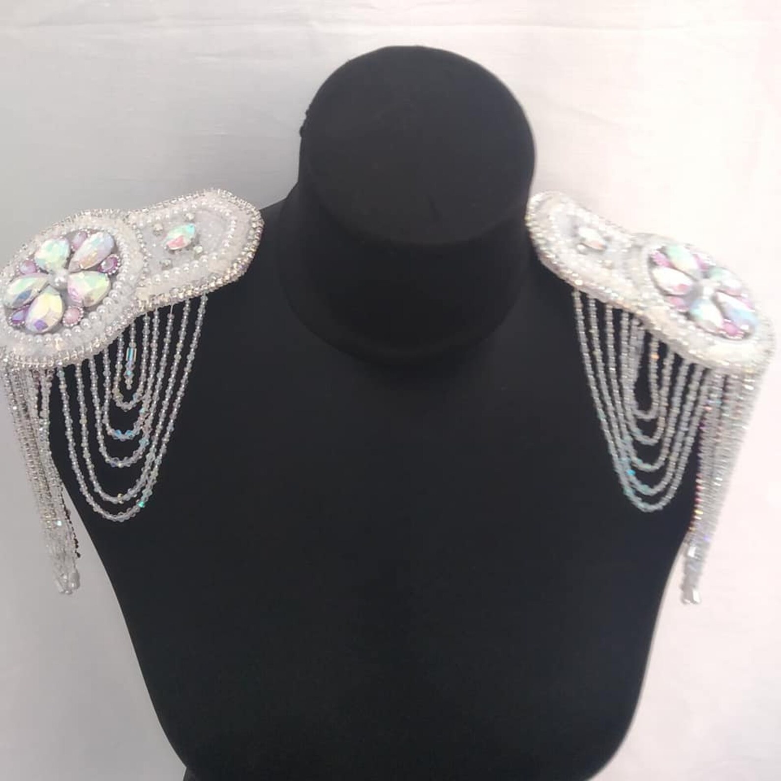 Shoulder jewelry bridal Long tassel shoulder pads Runway Etsy