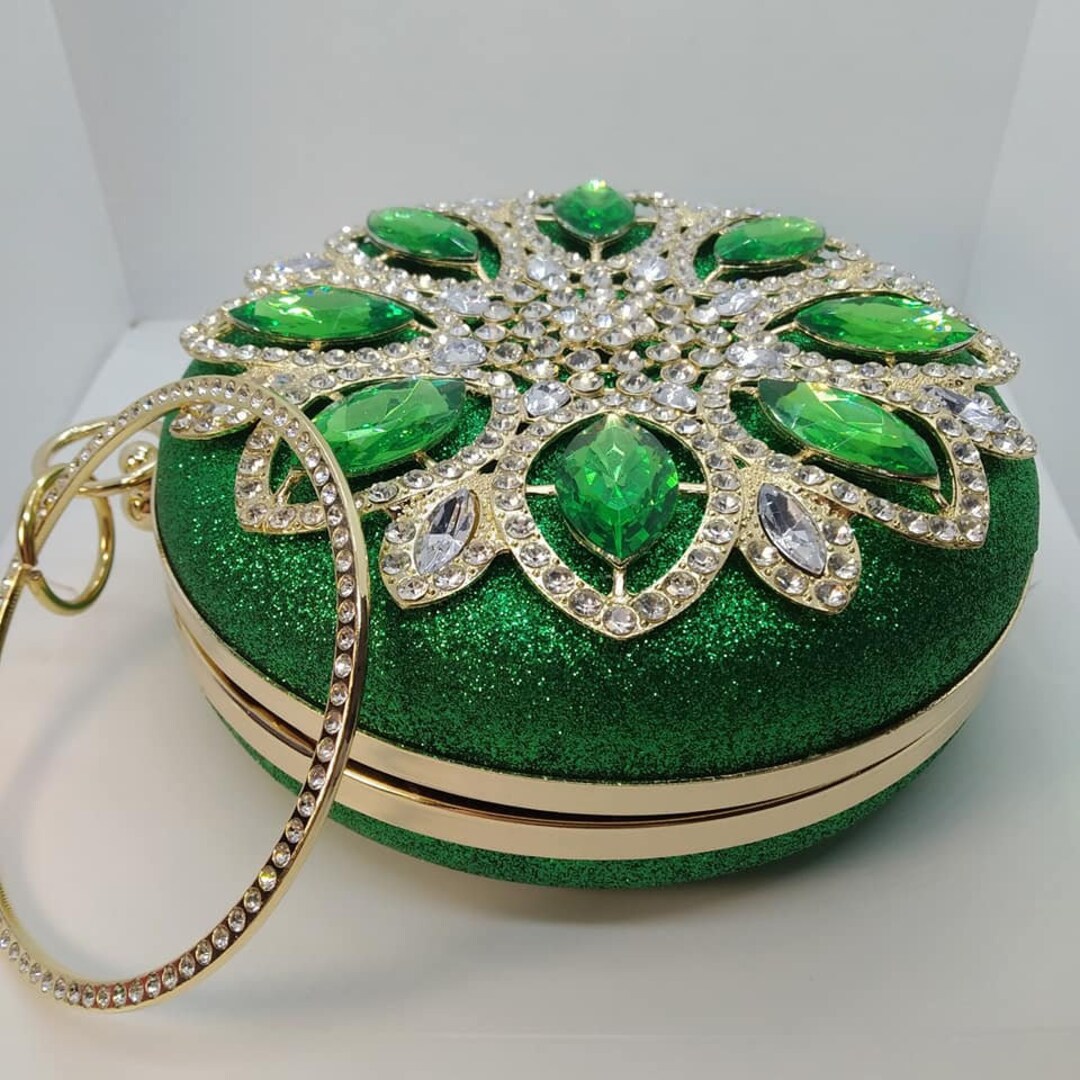 Crystal Party Clutchrhinestone Clutch Purseemerald Green Crystal