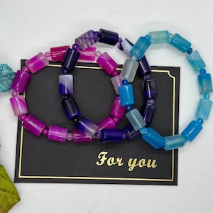 Healing Agate Bracelet for Mental Clarity & Gift-Giving | Gemstone Stretch Bangle - Beaded Jewelry for Her-Energizing Agate Stone Bracelet