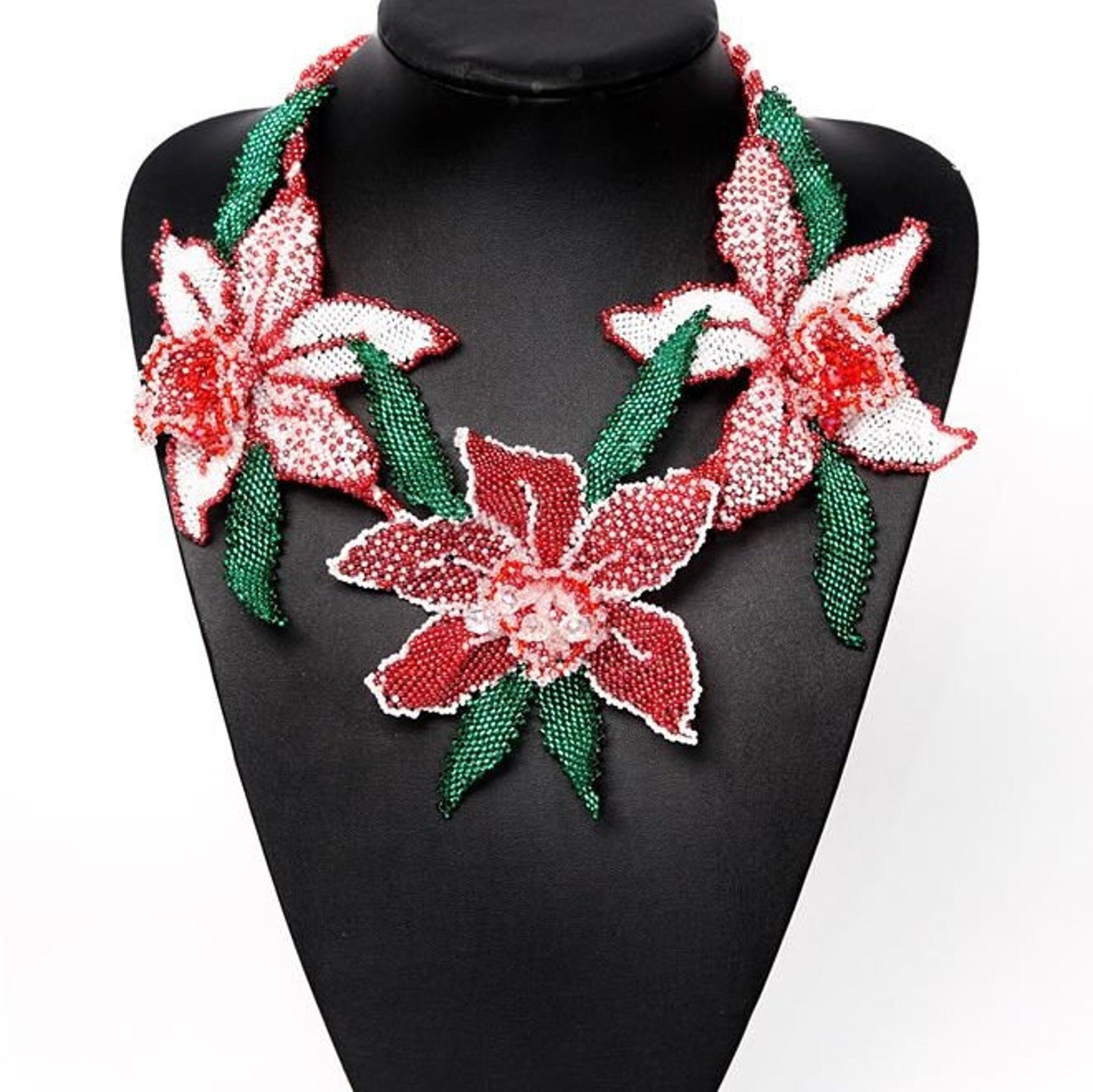Runway Necklacetropical Necklacered Orchid Jewelrybib Collar