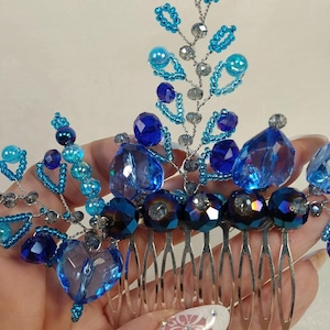 Sparkling Crystal Hair Comb for Bride - Navy Blue Bridal Hairpiece