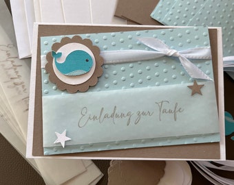 Craft set invitation cards baptism -Whale-