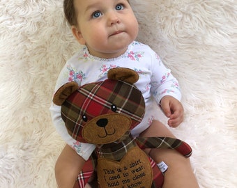 Custom memory bear Memorial gift In loving memory Teddy bear made from clothing