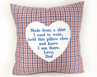 Keepsake pillow made from shirt T shirt memory pillow patches